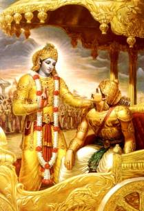 Sri Krishna teaching Arjuna