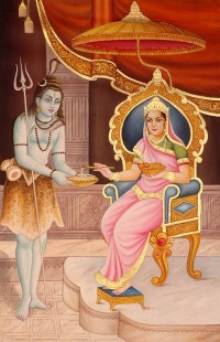 Annapurna Devi giving alms to Shiva