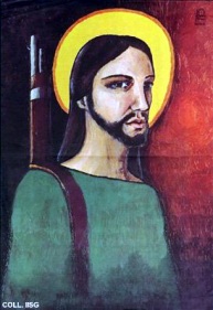 Jesus with rifle.
