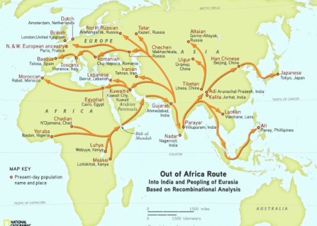 Africa to India, India to Europe migration map