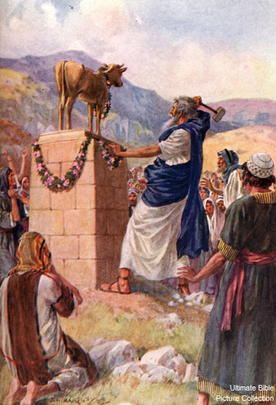 Moses orders the destruction of the Golden Calf 