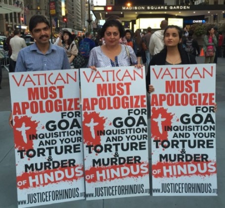 Hindus protest against Goa Inquisition in NYC.