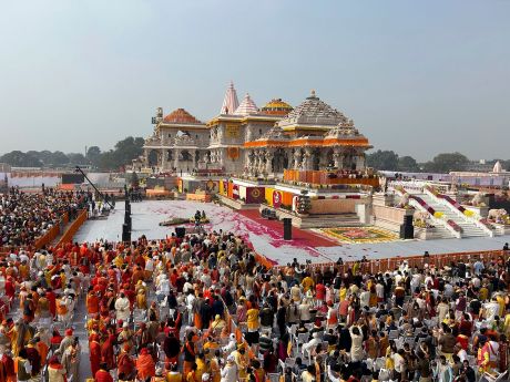 Ayodhya Ram Mandir opening day crowd was half million (Jan 22, 2024).